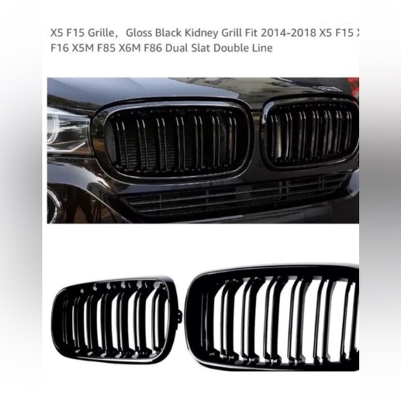 Billdio Gloss Blck Kidney Grill 14’-2018 X5 F15/X6 F16/X5M F85/X6M F86 Dual Slat - Picture 1 of 10